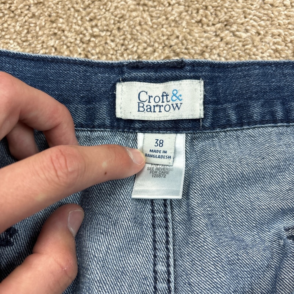 Vintage Y2K Croft & Barrow Faded Denim Cargo Shorts Jorts Size 38 (Fits Size 36) - Picture 3 of 10